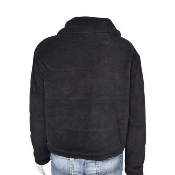 Young Fabulous & Broke Black Velour Furry Jacket Relaxed Fit Size Medium - Picture 6 of 11